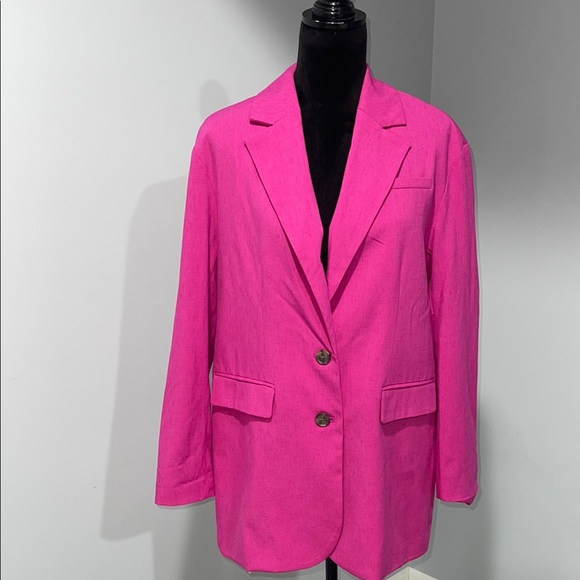 A New Day Women's Hot Pink Blazer jacket size small oversized fit two button NEW - Picture 6 of 14